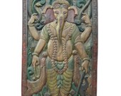 Ganesha Panel Standing Wall Panel 72 Inch Height X 36 Inch Width Hand Carved Wood Wall Panels
