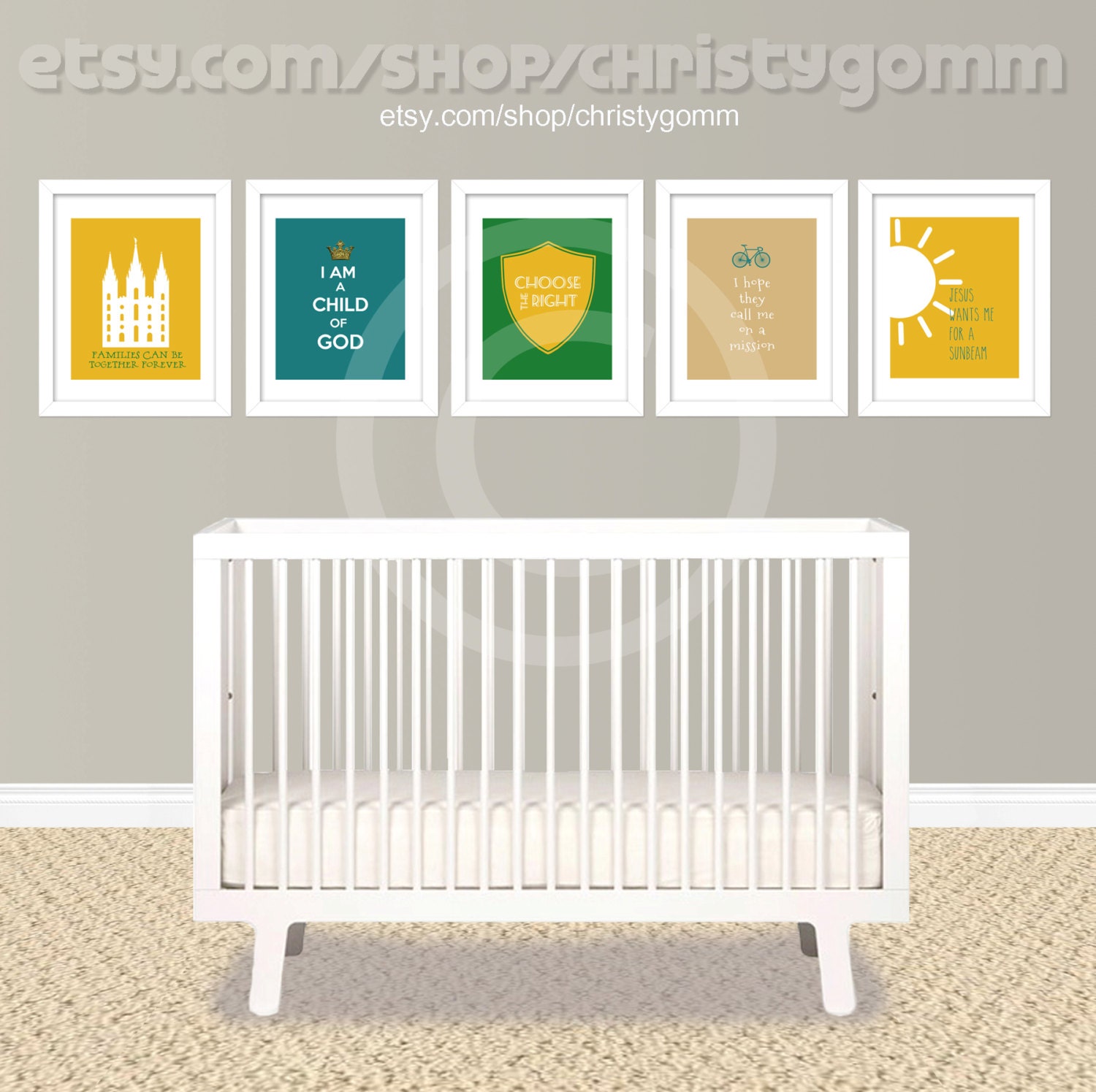 Set of 5 Boys LDS Wall Art 8x10 Printables I am a Child of