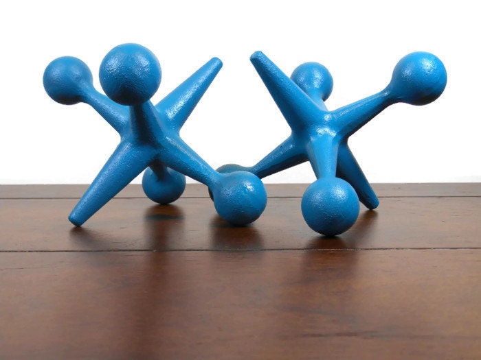 Teal Home Decor Large Cast Iron Jacks by UrbanTradingPost on Etsy