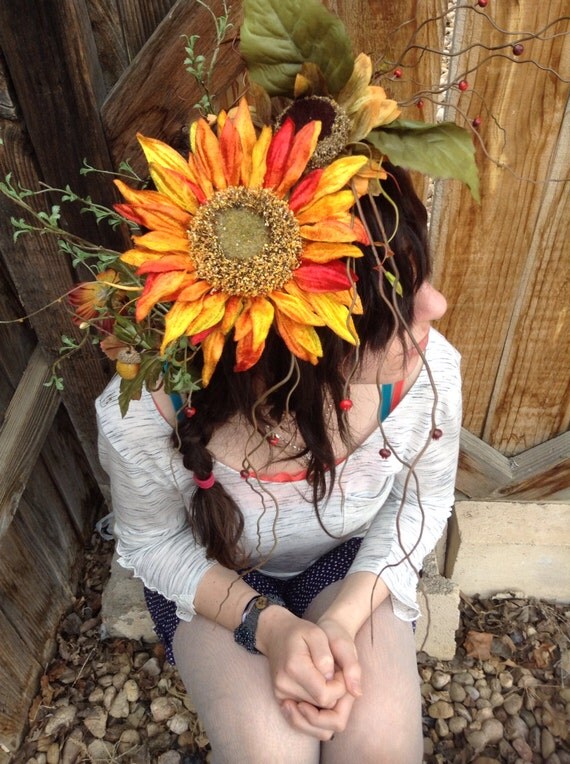 Sunflower Autumn Sunrise Headdress Head Piece Fairy