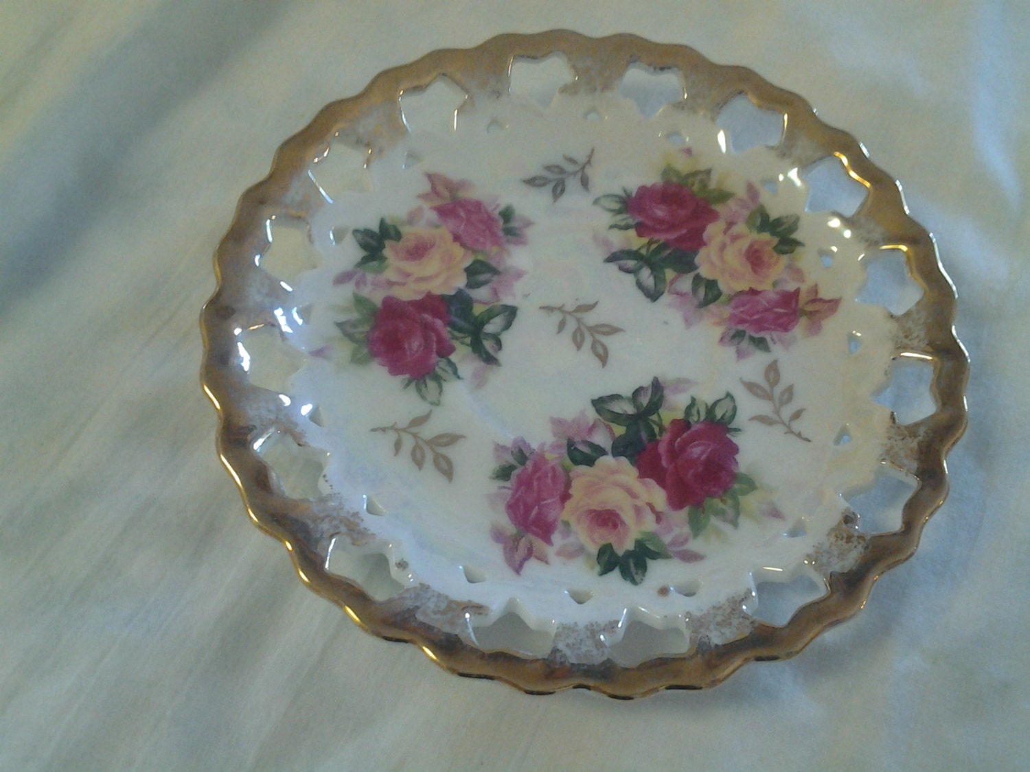 Royal Halsey Fine China Saucer Plate with Pink and Yellow