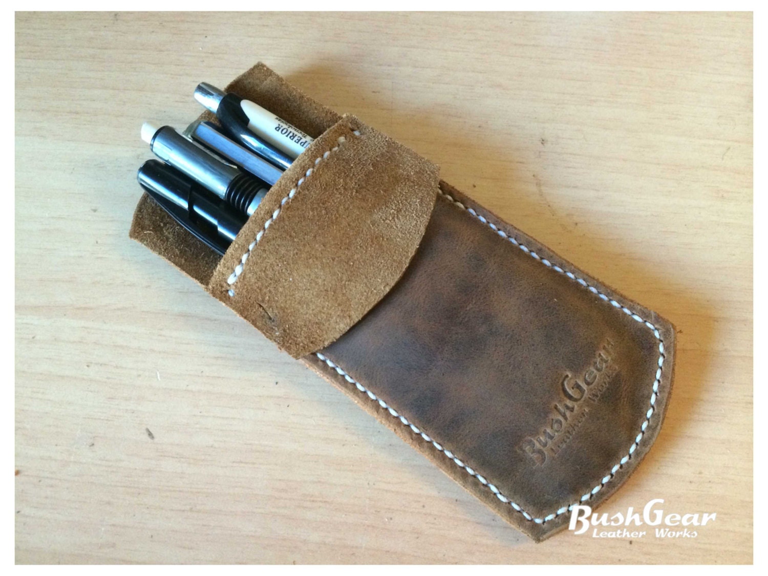 Leather Pocket Protector / Pencil Pouch / Pen Pocket / Pen