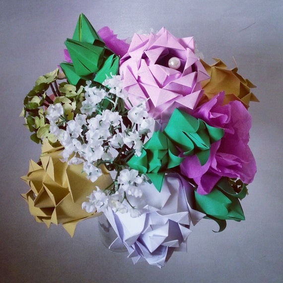 Paper Origami Flowers Wedding Anniversary Bouquet Roses