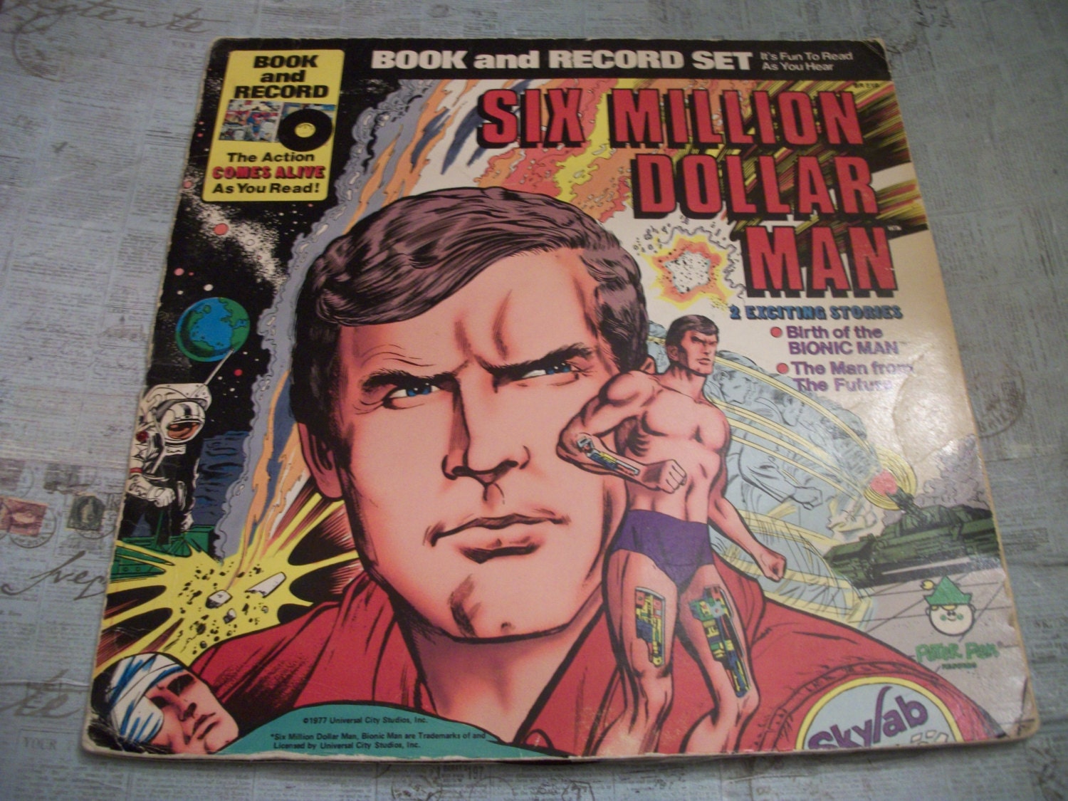 Vintage 1977 Six Million Dollar Man Book And Record Set 2