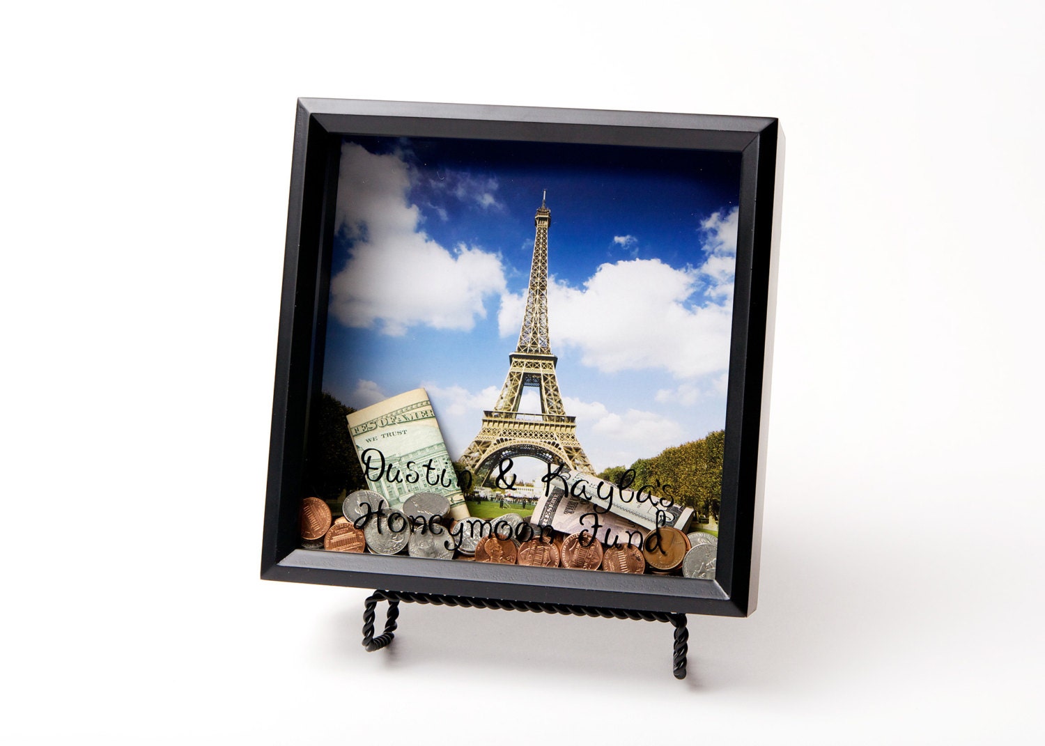Black Personalized Money Bank Shadow Box Frame Wedding