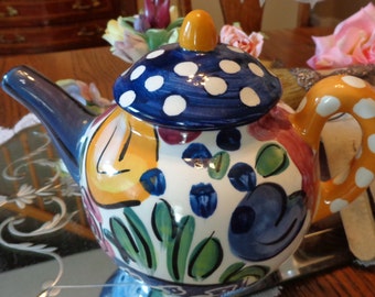 Pefi Pottery Hand Painted Teapot From Costa Rica /Ceramic Teapot / Hand ...