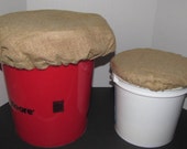 SALE - Burlap Bucket Lid Seat Cover Pair