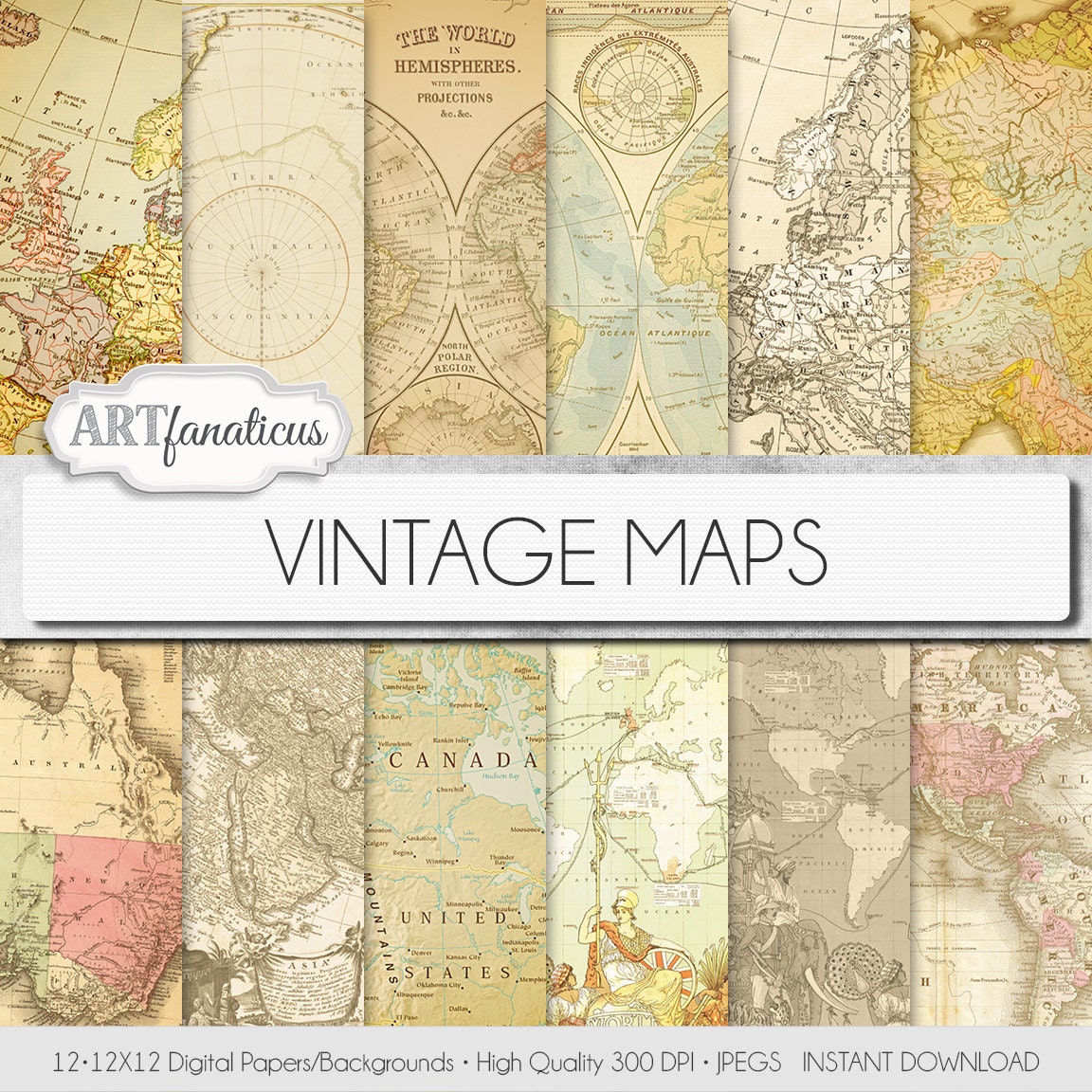 decoupage map paper world paper digital maps MAPS VINTAGE Vintage