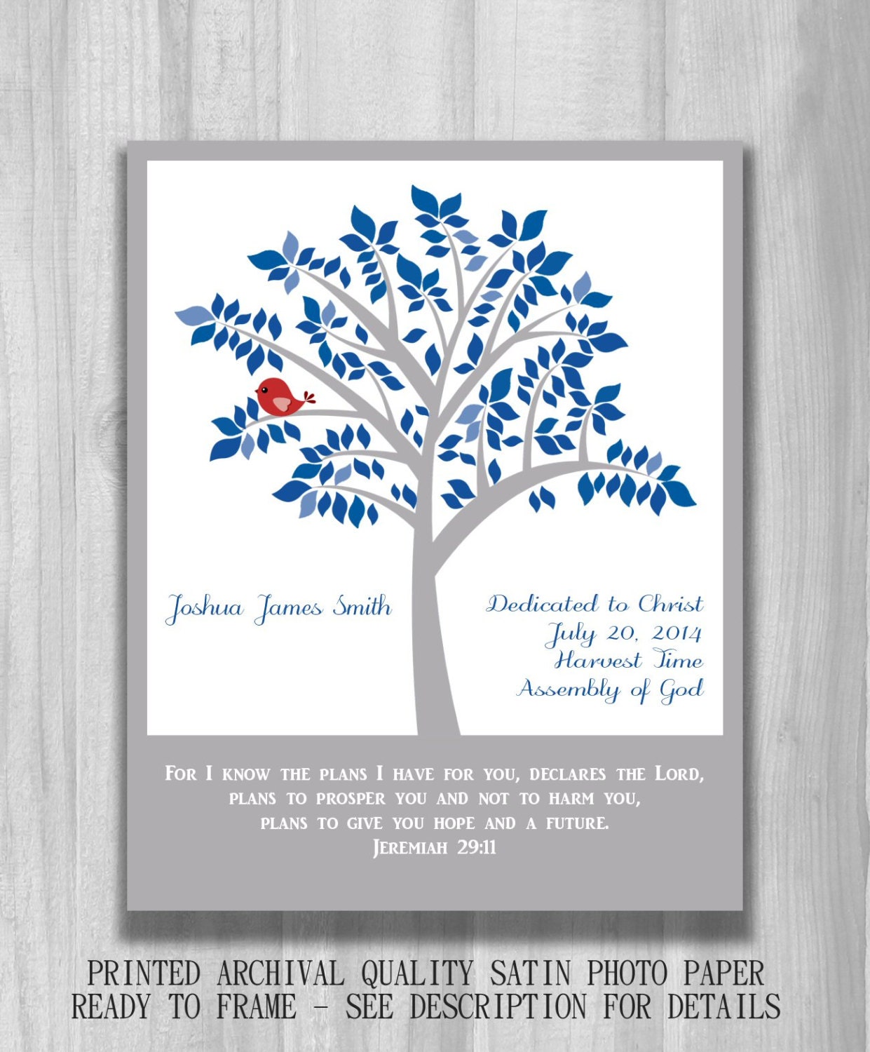Baby Boy Baptism Gift For I Know the Plans for You Jeremiah