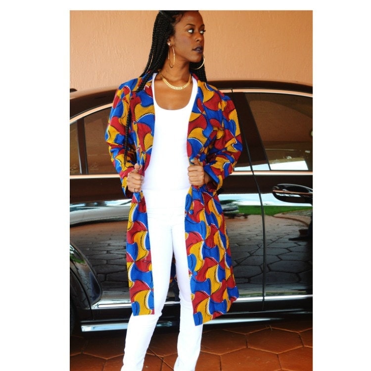 Ankara African Print Trench Coat Dress Handmade Jacket Dress