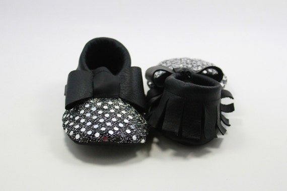 black sequin moccasins