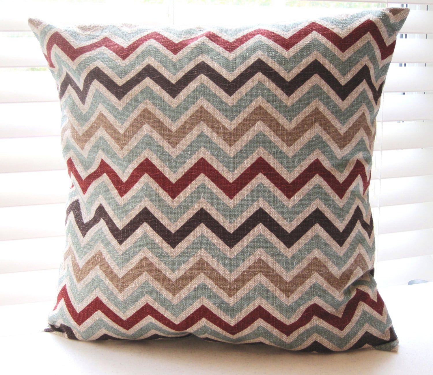 Pillows Chevron Pillows Rust Village Blue Brown by PillowsByJanet