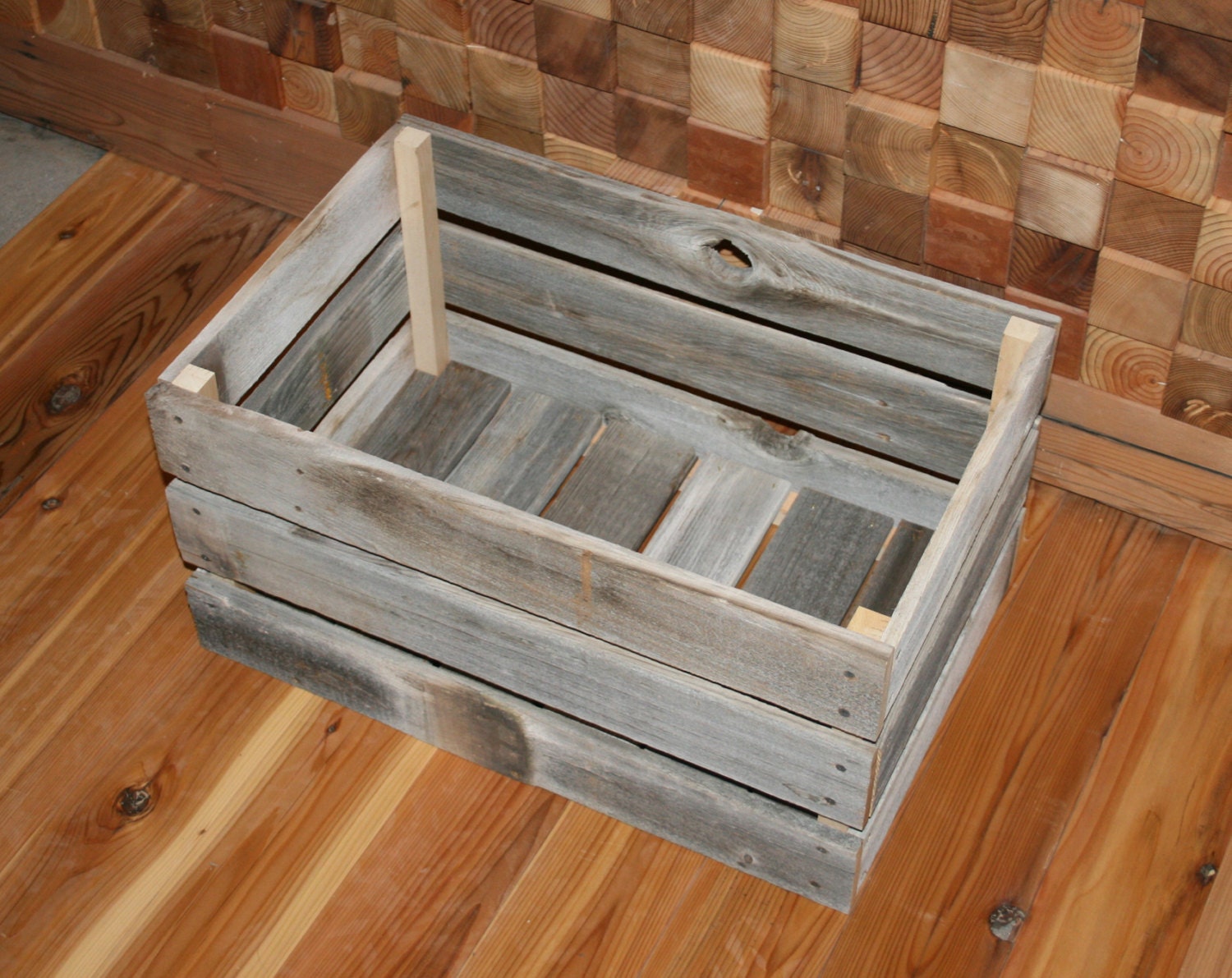 Barn Wood Milk Crate Large by LunarCanyon on Etsy