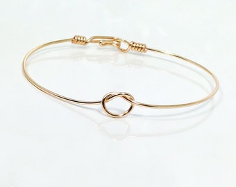 Tie the knot bracelet, bangle bracelet, wire knot bracelet, knotted bracelet, bridesmaid bracelet, infinity bangle, bridesmaid gift, bride