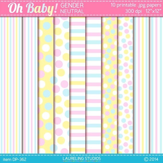 Items similar to gender neutral baby shower digital paper, gender