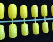 Yellow and white polka dot nail set