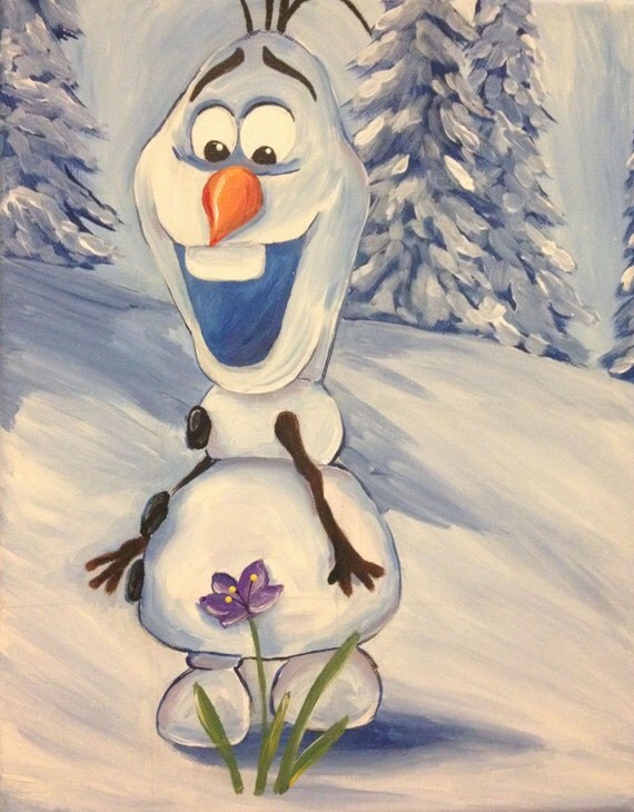 Items similar to Disney's Frozen Olaf Acrylic Painting 11x14in on Etsy