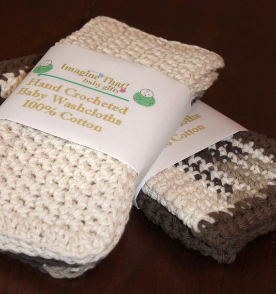 Crochet Baby Washcloths Baby Wash Cloth Ecru by