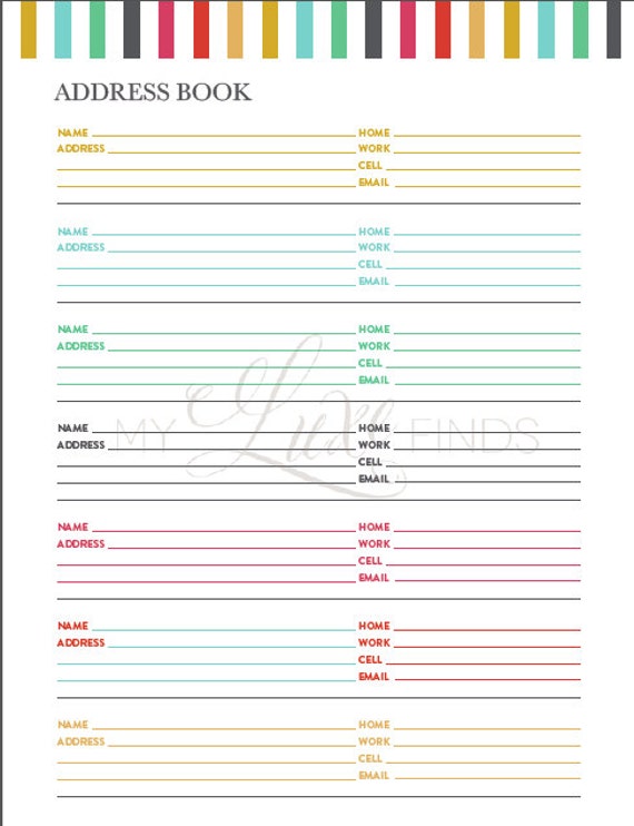 Items similar to Address and Phone Book Organizer Printable - Home ...