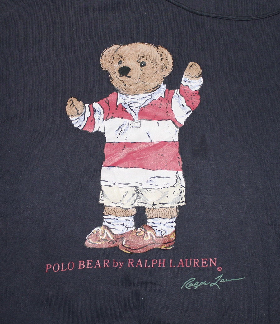 Vintage Polo Bear Ralph Lauren Hoodie Sweatshirt USED