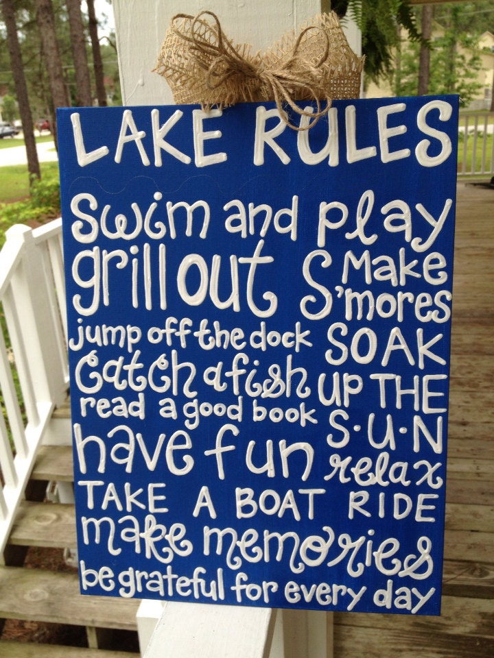 Lake Rules Lake House Sign by jgcreationsbyjg on Etsy