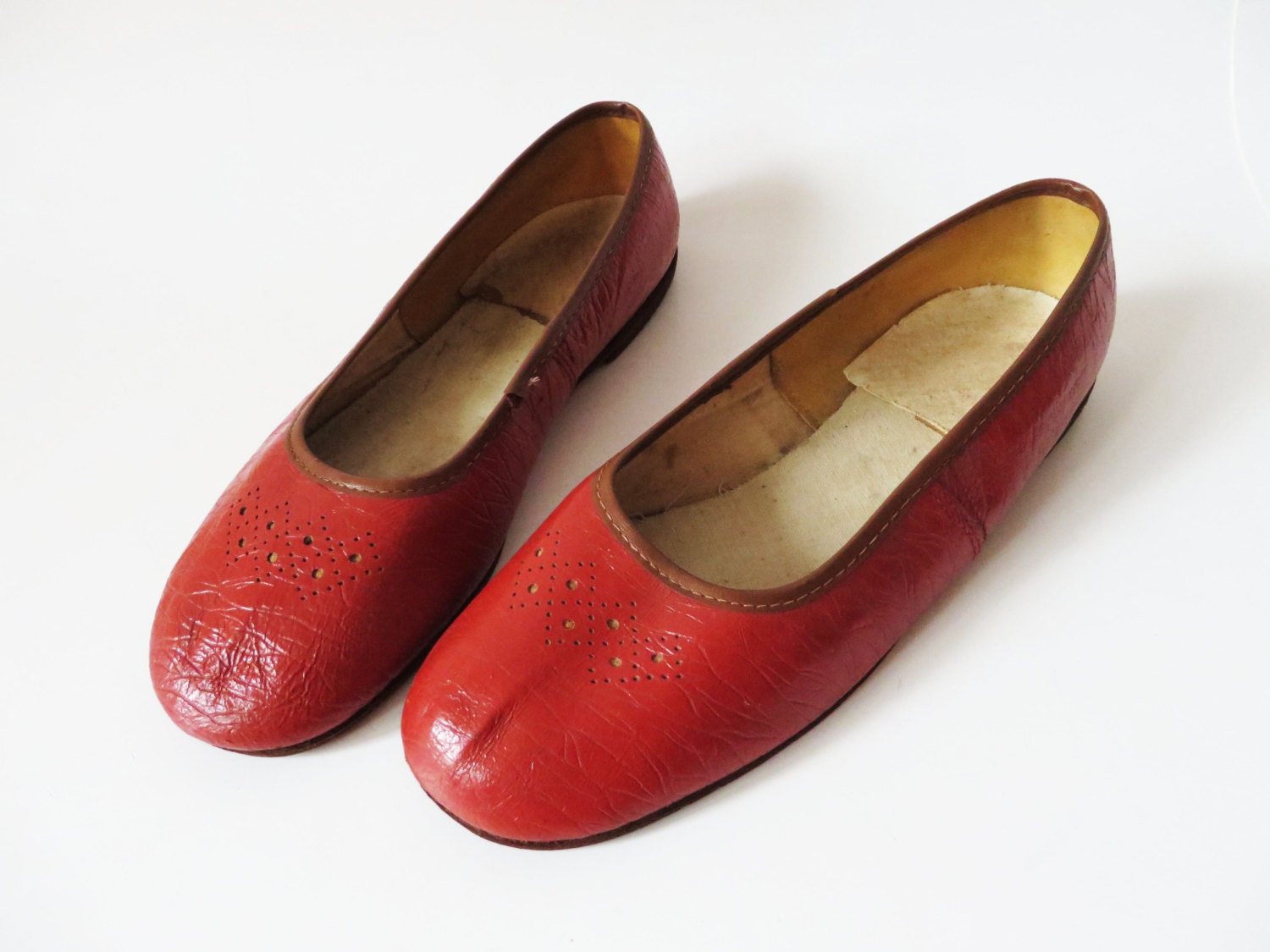 Soviet Vintage Grandma Shoes Terracotta Brown Genuine Leather