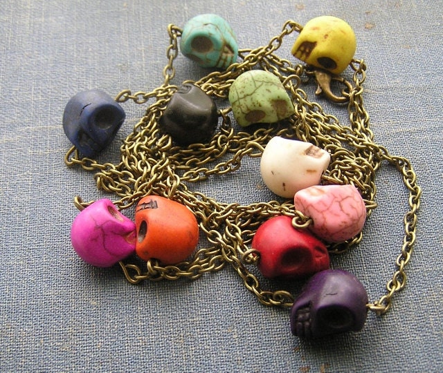 SALE Day of the dead Necklace 51 inches long by shabbyskull