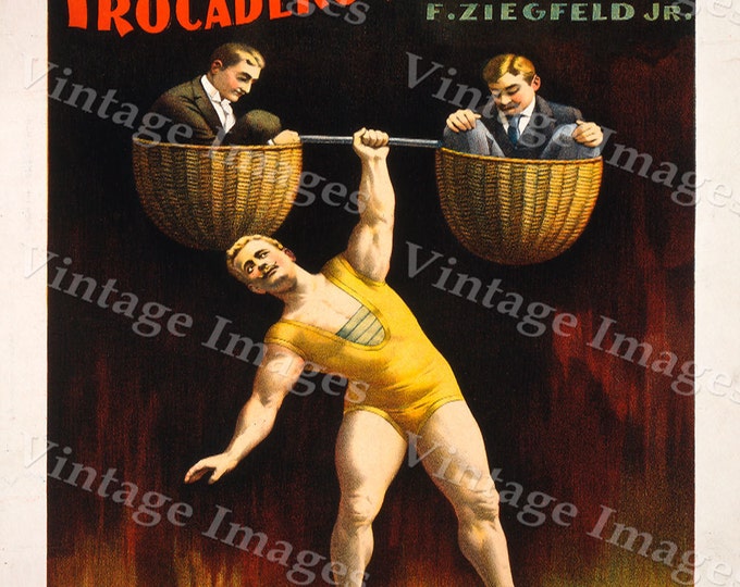 Vintage Strong Man Poster 1894 Sandow Theater Act Poster Workout room art 30 X 42 Fine Art Print Giclee Home Wall Decor Exercise room