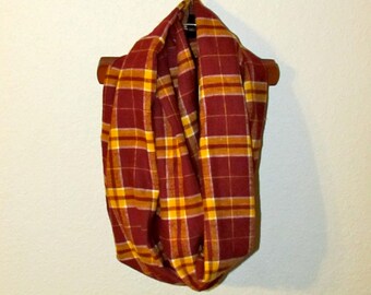 maroon and yellow flannel