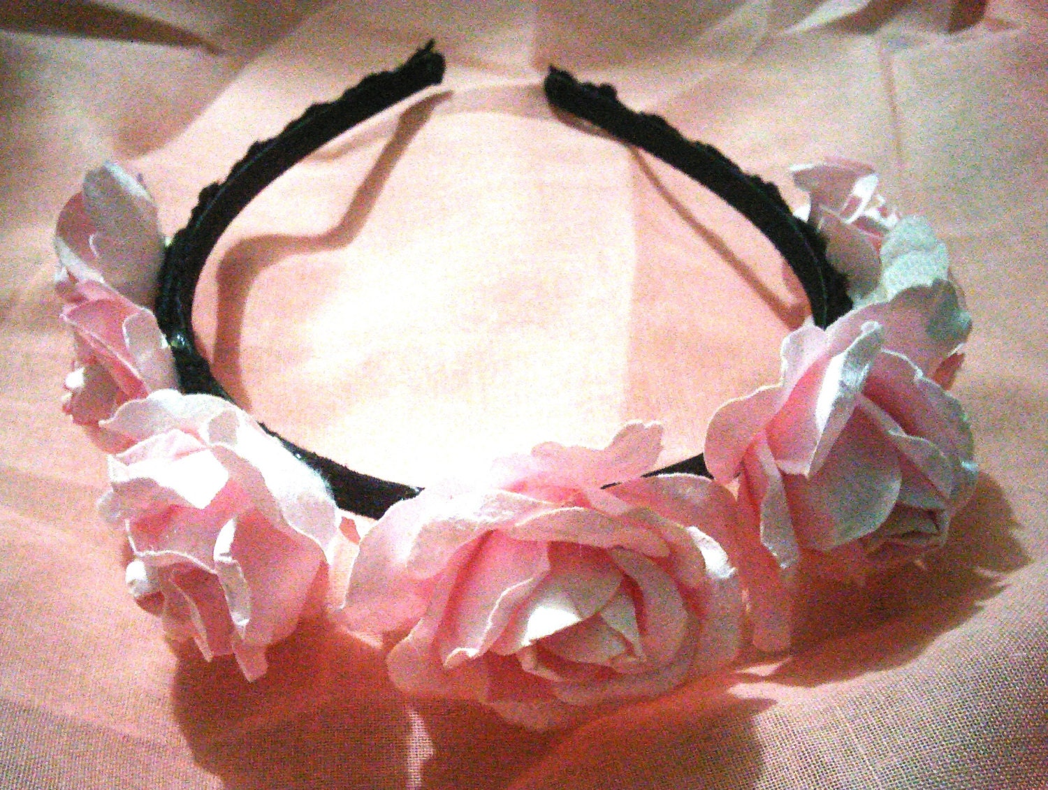 & Lights pink  Chandeliers etsy flower Pendant crown