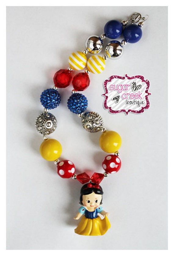 Items similar to Baby Snow White Princess Chunky Acrylic Bead Necklace