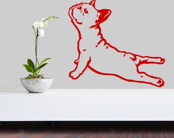 French Bulldog Dog Decal Yoga, Vinyl Sticker Decal - Good for Walls, Cars, Ipads, Mirrors, Psiakrew