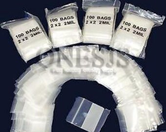 New 1000 Mini plastic White block Zip Lock Bags 2'' X 2'' Inch