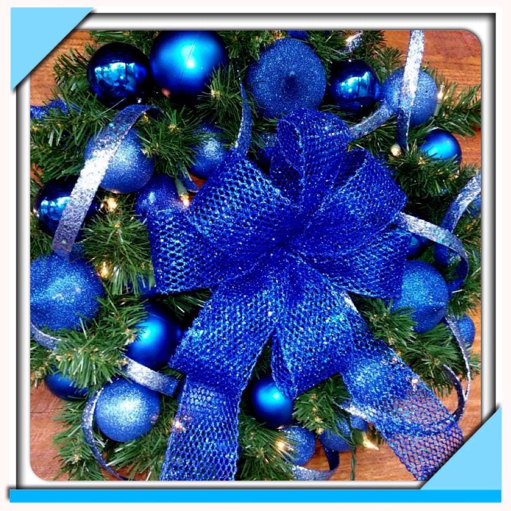 beautiful blue christmas wreath 24 in by countrycottagefloral beautiful blue christmas wreath 24 in by countrycottagefloral