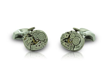 Watch cufflink, cufflinks, watch movement, cufflink blank, cufflink back