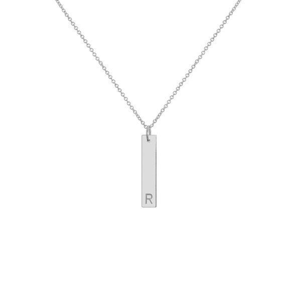 14k Solid White Gold Bar Necklace Vertical by justforfundesign