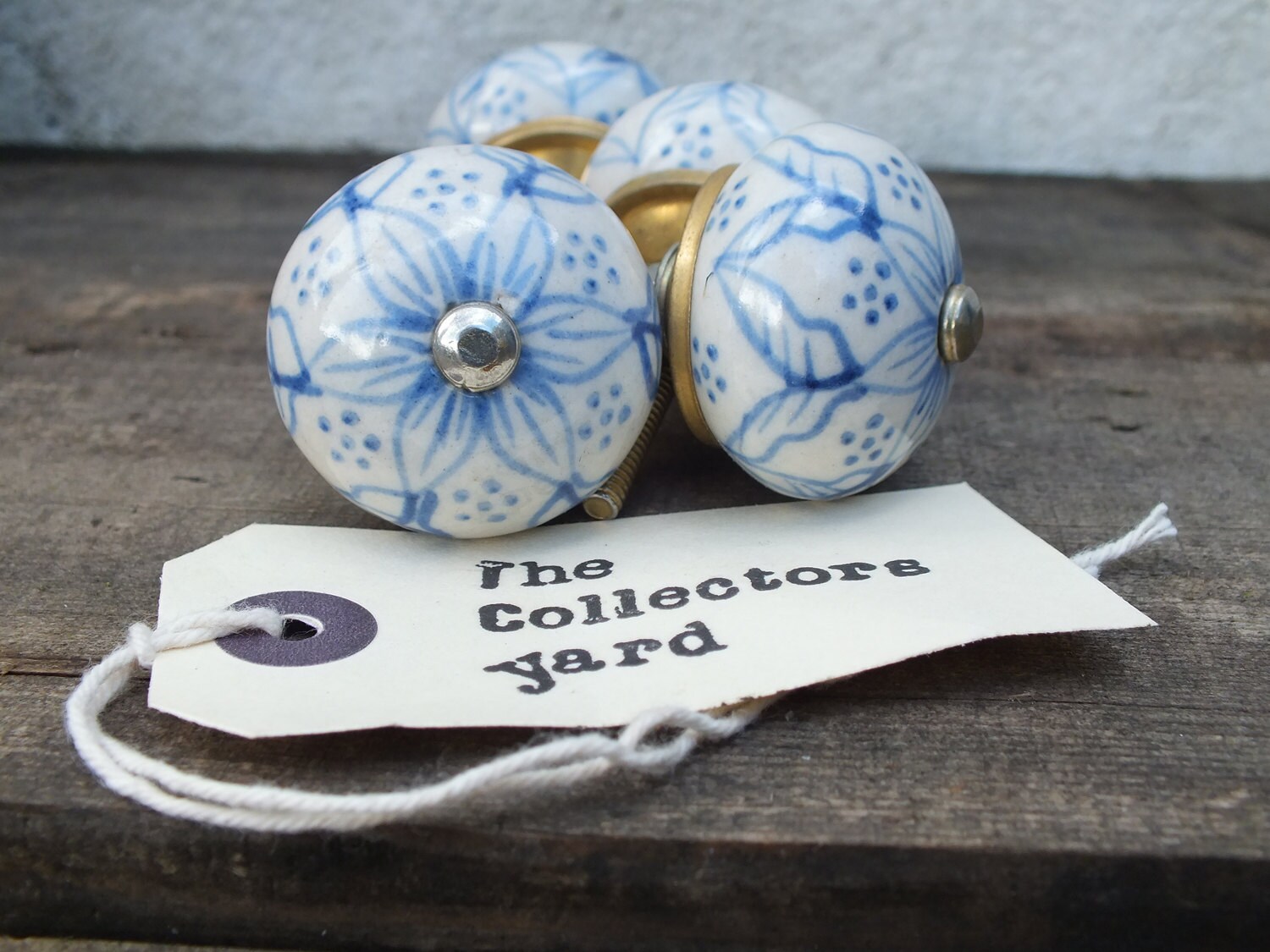 Hand painted round ceramic drawer knobs Set by TheCollectorsYard