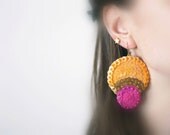 Bright Gold Second Stud Earrings Small Ceramic Flower Posts Modern Fashion Jewelry