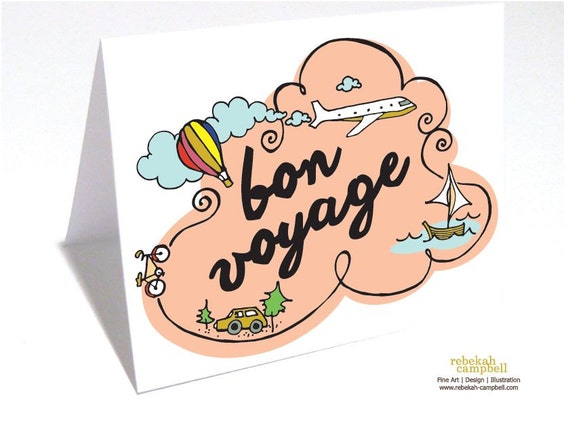 Bon Voyage Greeting Cards with Envelope by CampbellArtDesign