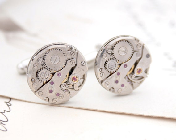 Geek cuff links Clockwork Cufflinks Men accessories Boutons de manchette watch cuff links steampunk Rocker Birthday Gift for Men steampunk buy now online