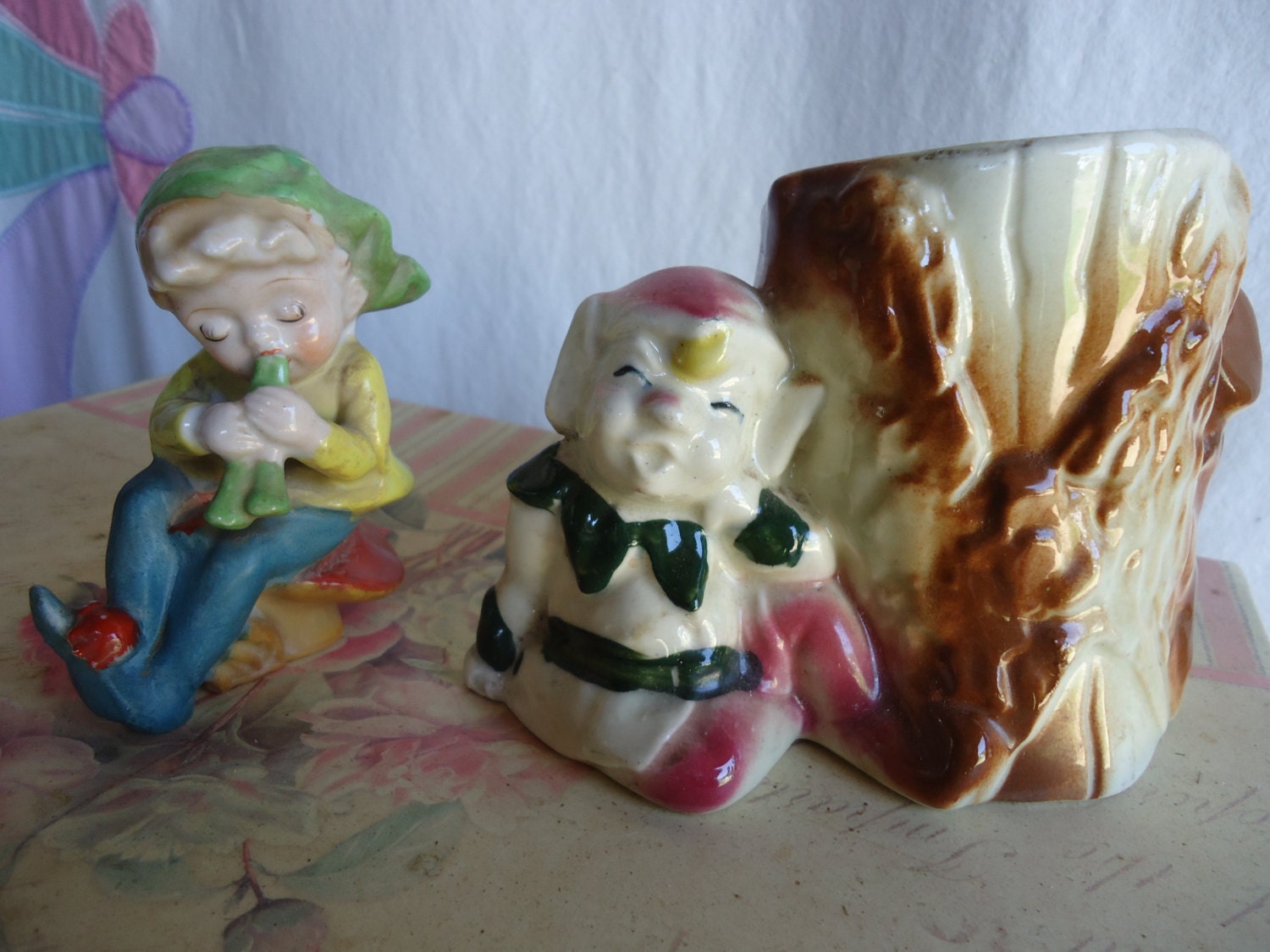 Vintage Elf Figurine Made in Japan and Elf Planter