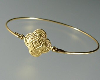 Gold Medallion Bangle Bracelet, Gold Bangle Bracelet, Gold Bracelet (188G,)