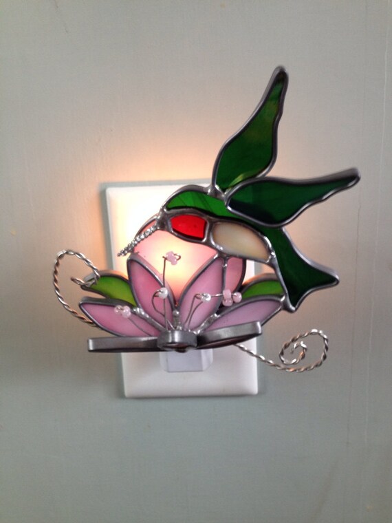 Stained Glass Hummingbird Night Light or Sun Catcher