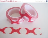 ON SALE Jumbo Red polka dot on white / clear Washi Tape - 11 Yards / 10 Meters #S55 Il_170x135