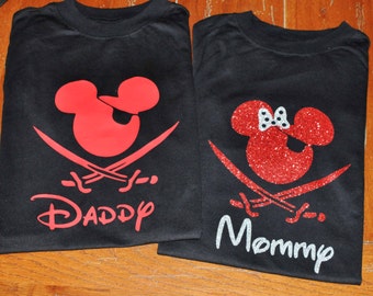 Disney Cruise Shirts/Custom Disney Family Matching Shirts/Disney Pirate Shirts/Mickey Mouse Pirate Night Inspired Glitter Available Pirate