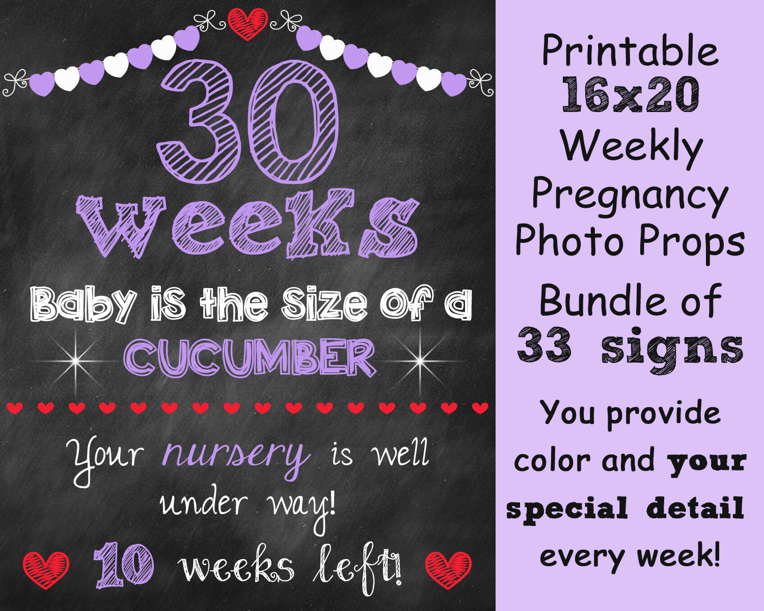 Weekly Pregnancy Countdown Chalkboard Photo by ChalkingItUpBoards