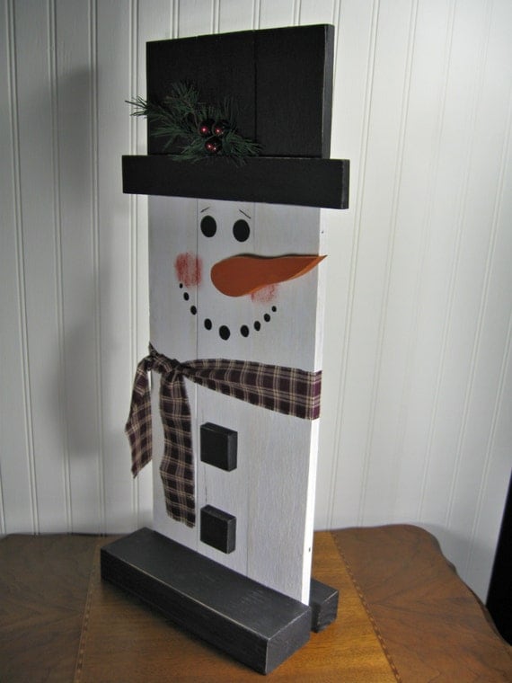 Stand-Up Wooden Snowman Christmas Decoration