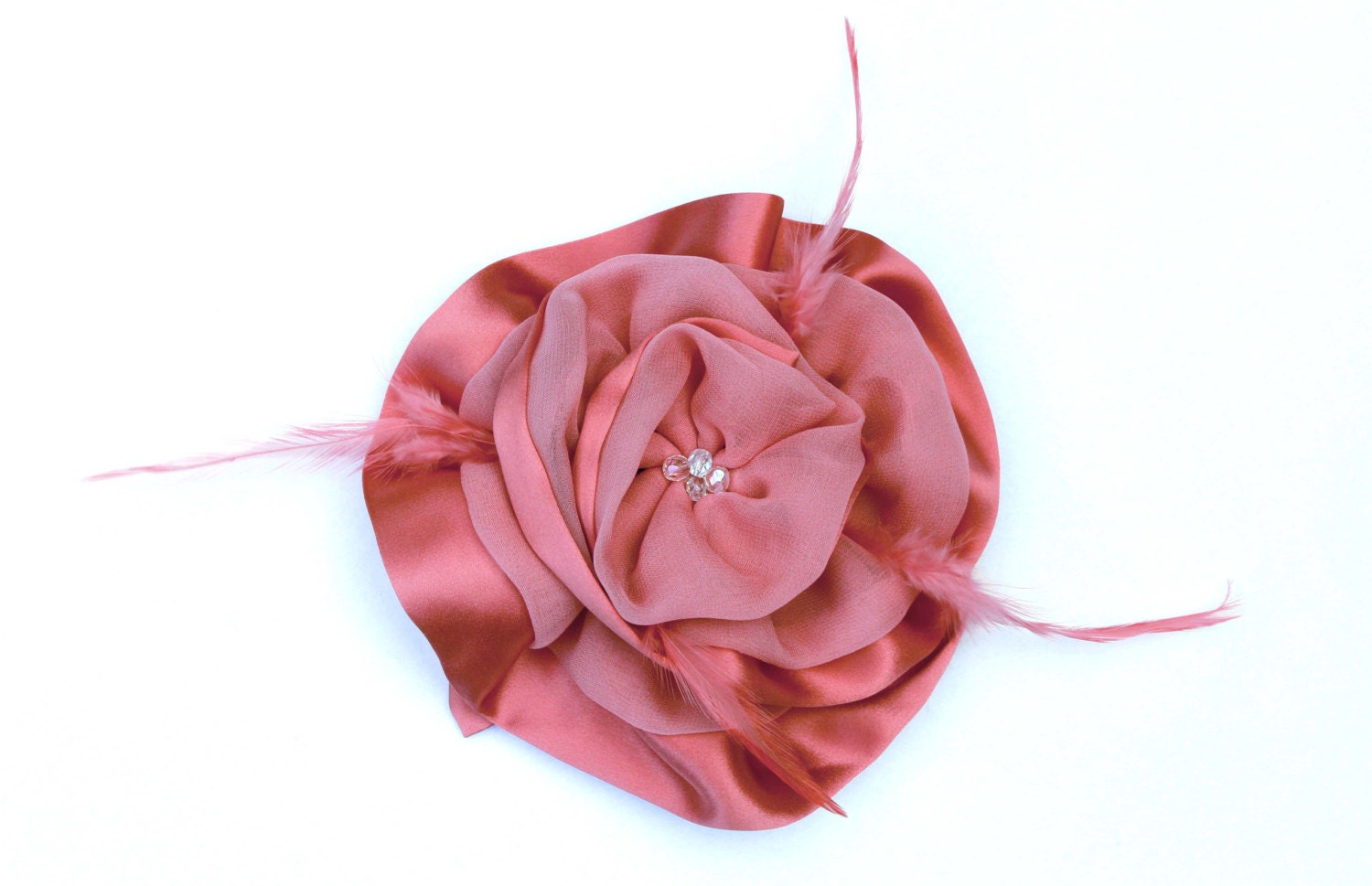 Watermelon silk satin flower layered silk satin by SetaFiore