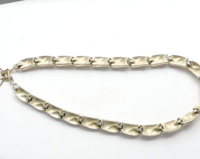 Vintage Trifari Gold Tone Necklace Brushed Gold Tone Choker Signed 14" 1970s Jewelry