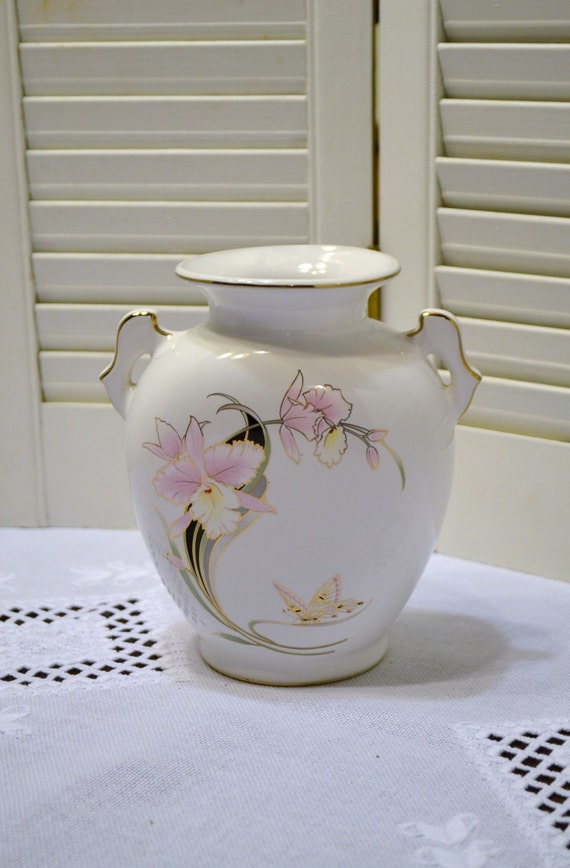 Vintage Ceramic Vase Floral Design Made in Japan by PanchosPorch
